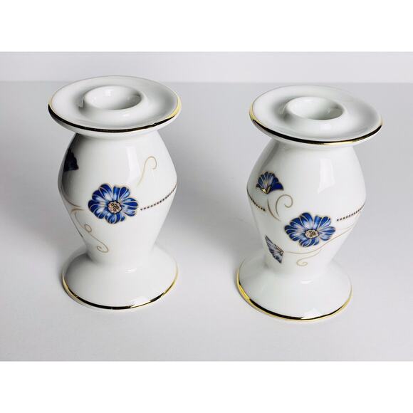 VTG Apilanlehti Fyrklovern Firkloveren Porcelain Candlestick Holders-set Of 2 - Picture 2 of 8